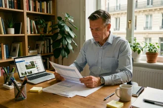 Propriétaire investisseur étudiant des documents fiscaux pour un investissement locatif à Paris
