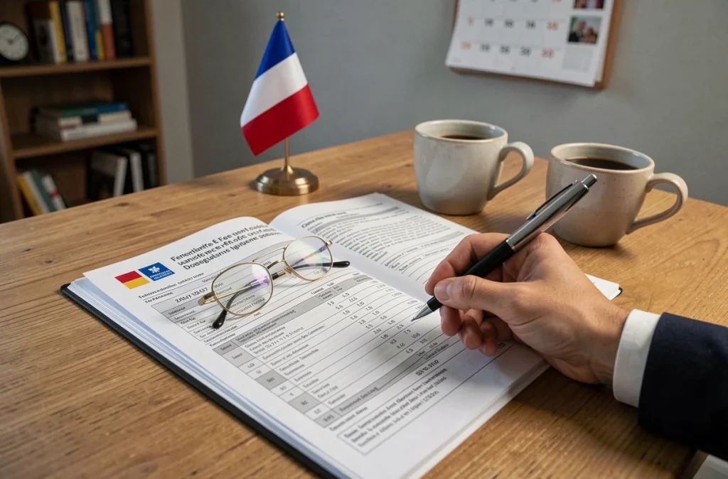 Rapport budgétaire municipal ouvert sur un bureau avec stylo et drapeau français, illustrant la rémunération des élus locaux